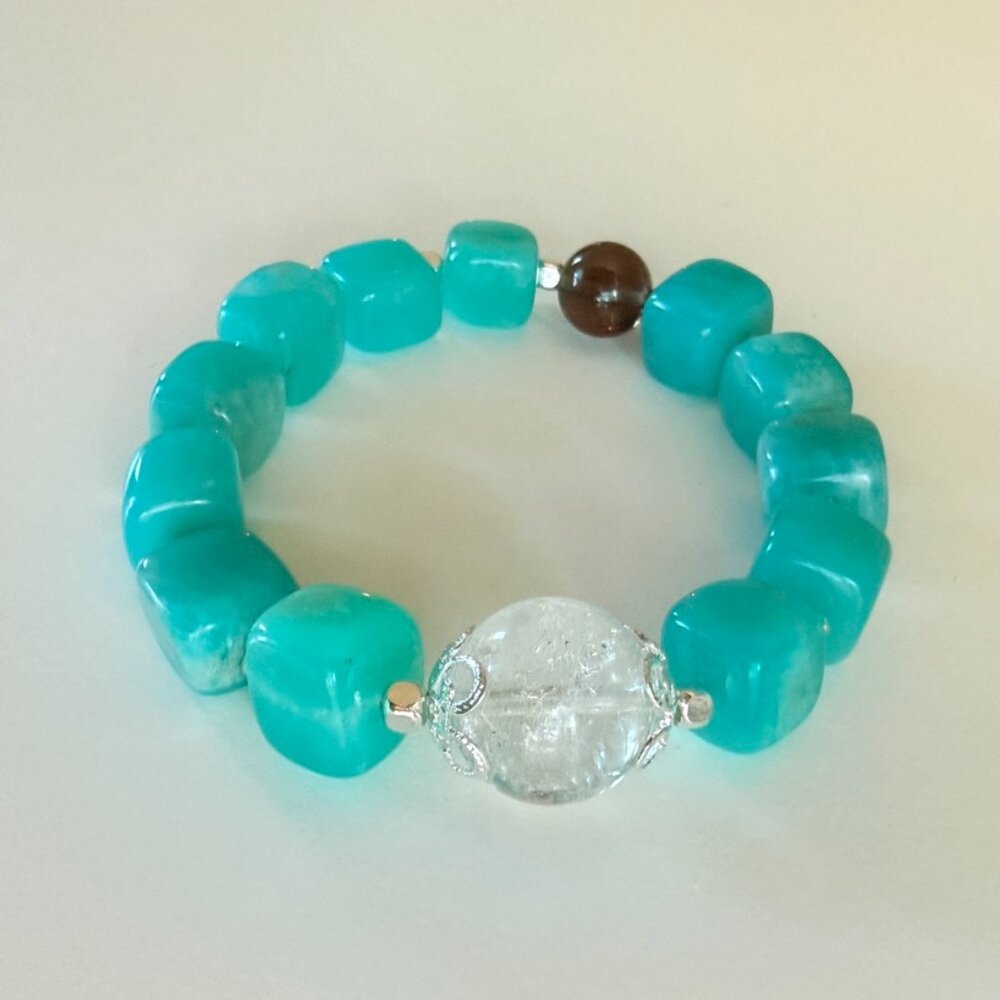 Winter Ocean Aqua Blue Statement Bracelet - Picture 4 of 7